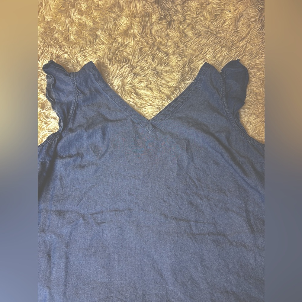 ANN TAYLOR Women's Blue Denim Sleeveless Top